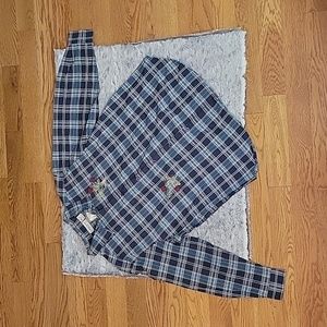 Lemon Grass Blue Plaid/Floral Button Down Shirt, Women's Size 20, NWT!